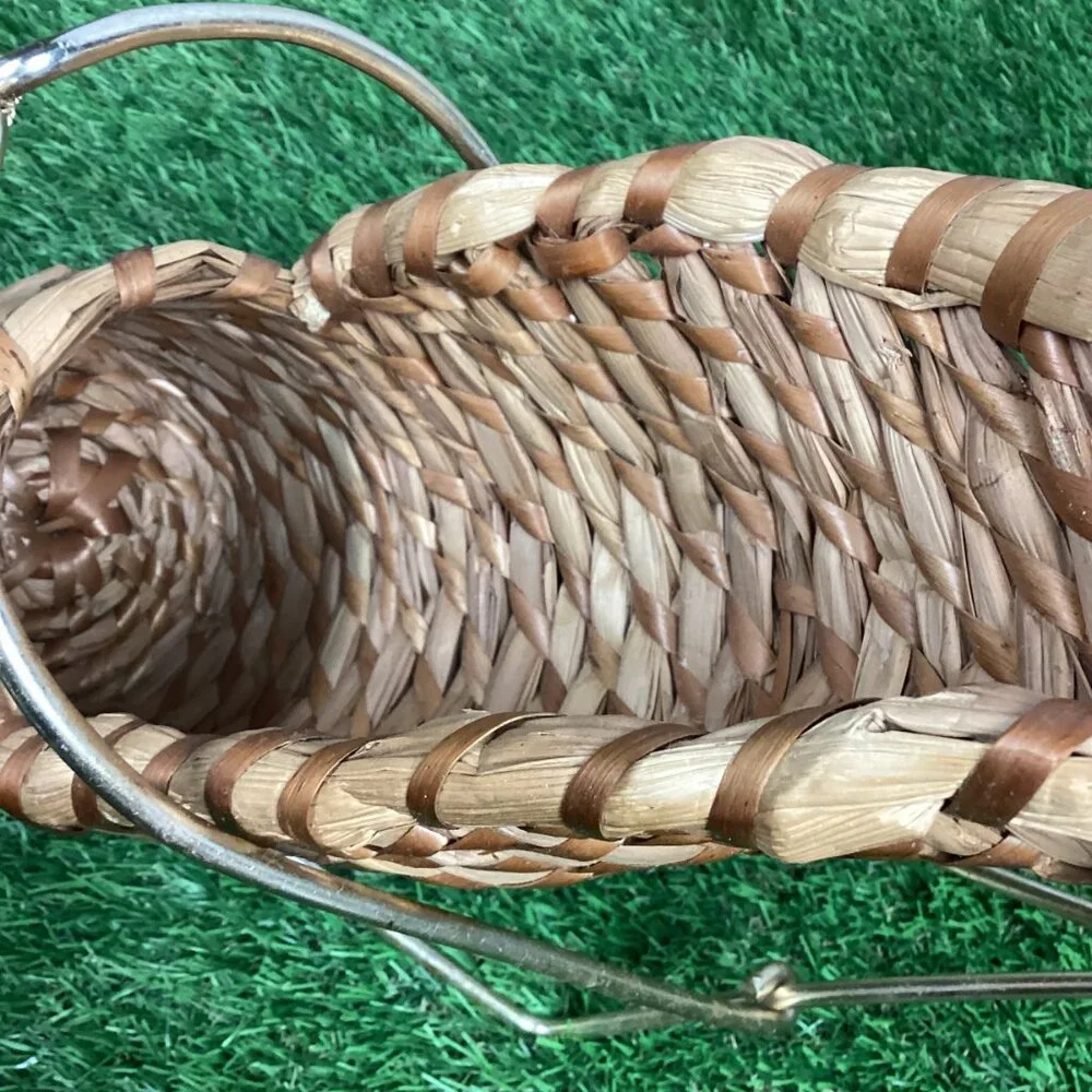 Wicker & Brass Vintage Wine Holder